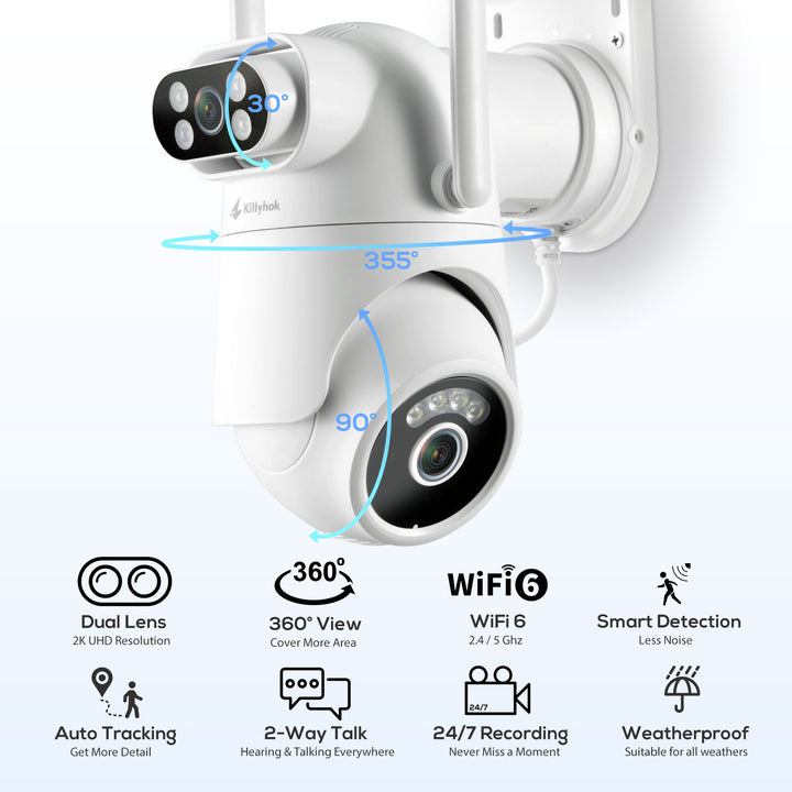 Kittyhok Sistema Telecamere Sicurezza Wireless PTZ 2K - 4 Camere Esterno Con Tracciamento Automatico, NVR 10CH 500GB - 5