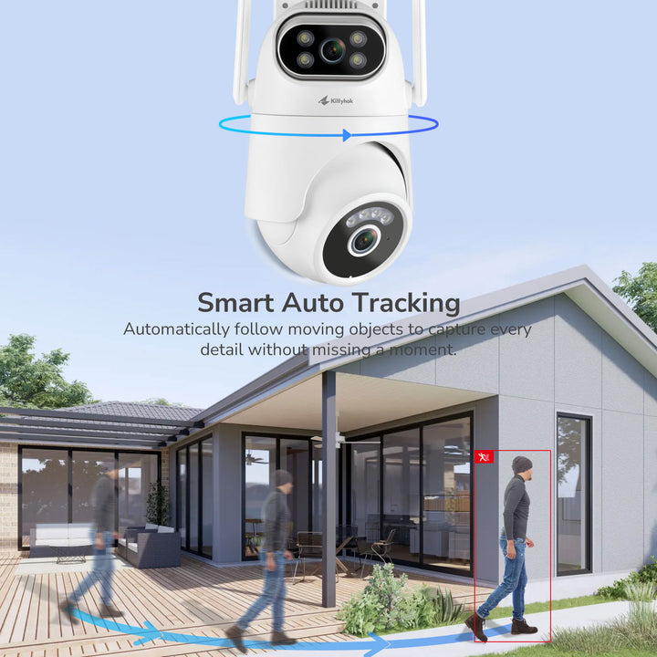 Dual Lens Home Security Camera System Wirelesswith 2.4/5GHz WiFi, 360 ...