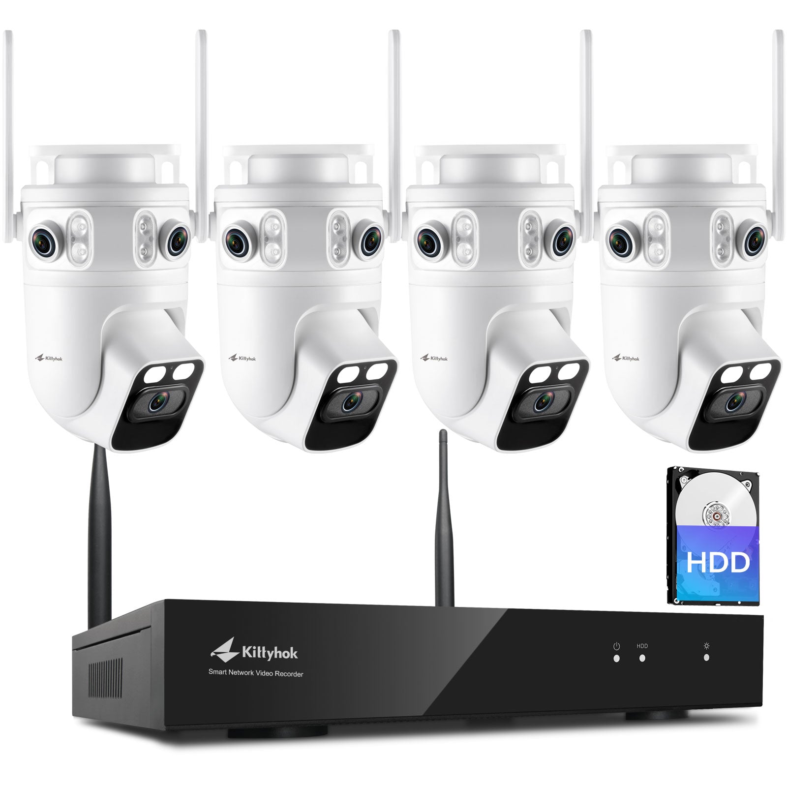 Home Security Camera System Wireless, Triple Lens 2K Security Cameras ...
