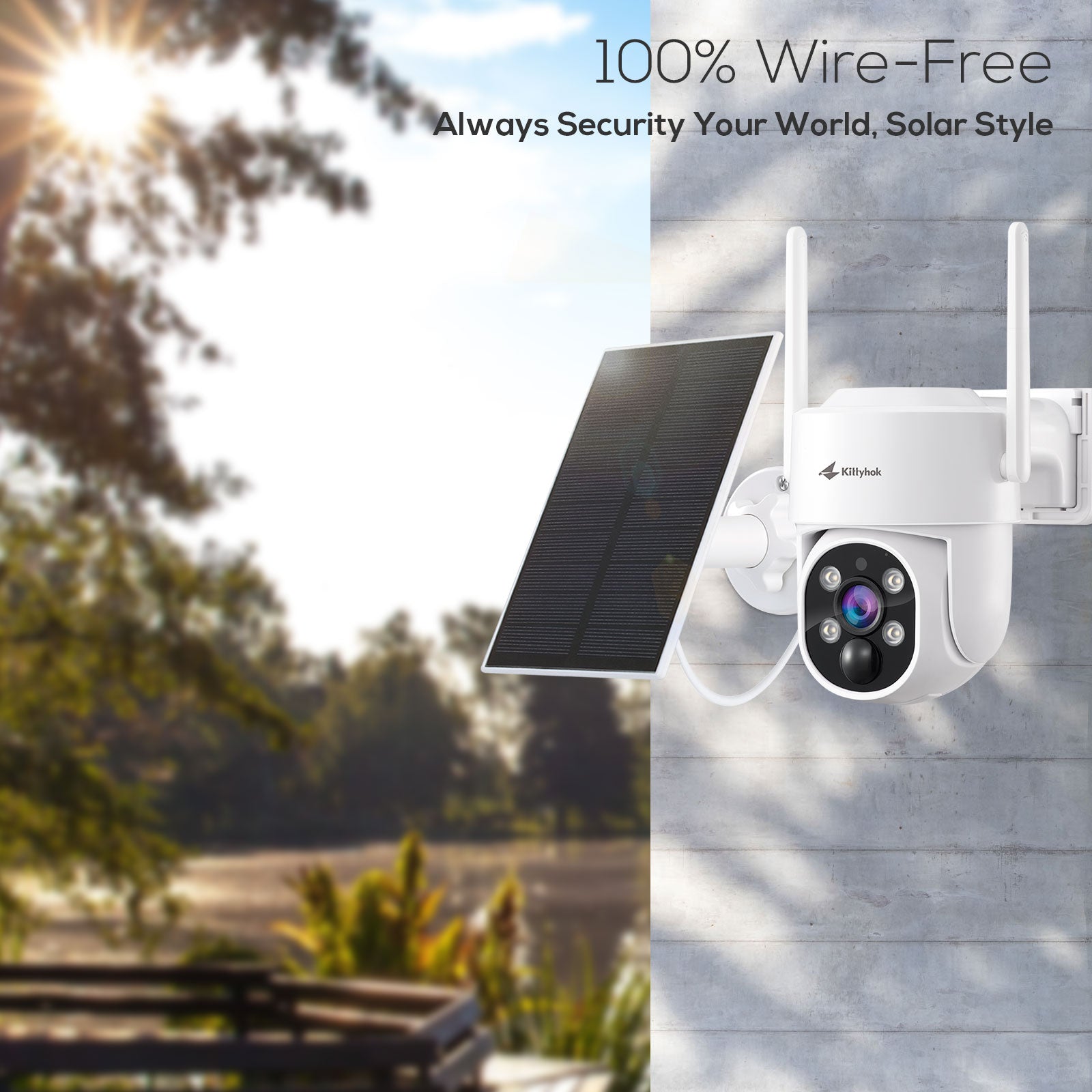 2K FHD Security Camera Wireless Ourdoor, Solar Battery Powered, Color Night Vision, Smart Detection, IP66 Weatherproof