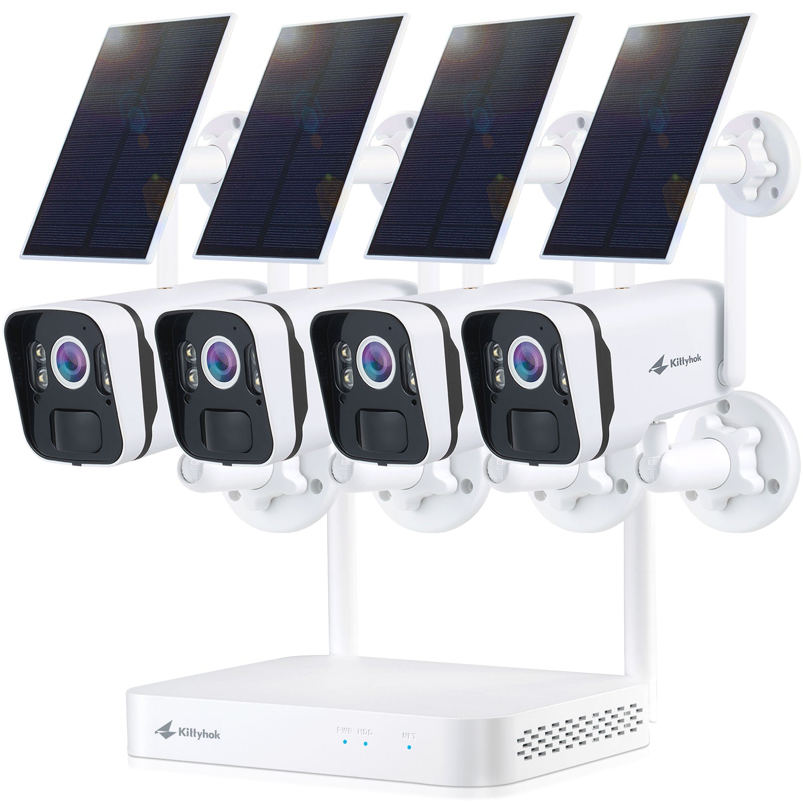 10CH Solar Home Security Cameras System with 4 pcs 2k Ultra Solar Security Camera