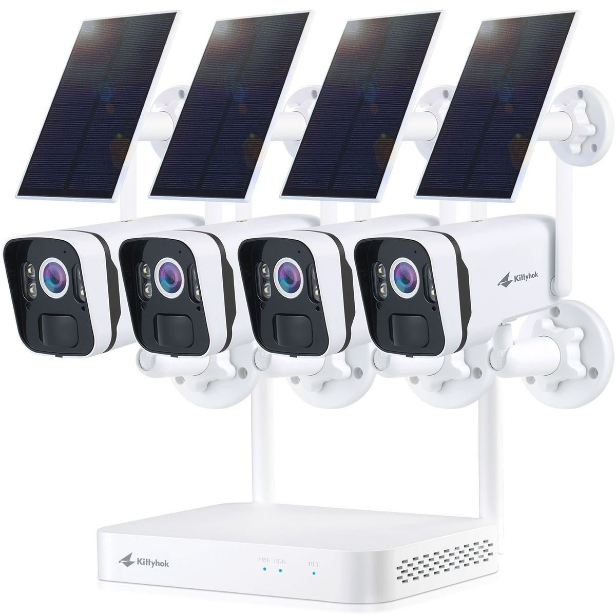 10CH Solar Home Security Cameras System with 4 pcs 2k Ultra Solar Secu